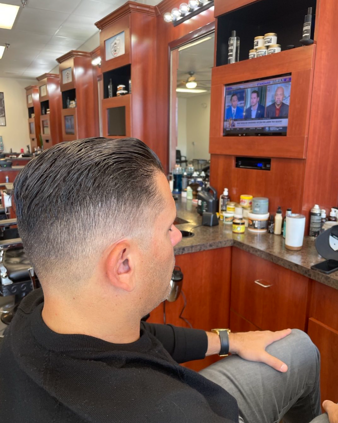 man in barbers chair