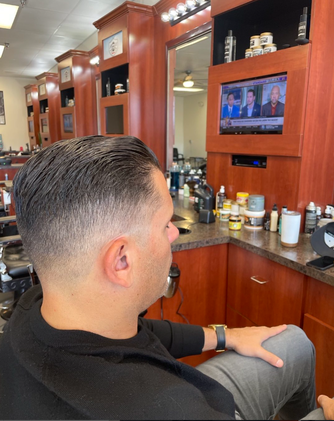 man in barbers chair